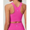 Ewedoos Tank Tops with Built in Bras Longline Sports Bras for Women High Neck Racerback Sports Bra Padded Workout Crop(Hot Pink)