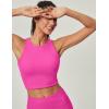 Ewedoos Tank Tops with Built in Bras Longline Sports Bras for Women High Neck Racerback Sports Bra Padded Workout Crop(Hot Pink)