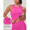 Ewedoos Tank Tops with Built in Bras Longline Sports Bras for Women High Neck Racerback Sports Bra Padded Workout Crop(Hot Pink)