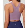 Ewedoos Tank Tops with Built in Bras Longline Sports Bras for Women High Neck Racerback Sports Bra Padded Workout Crop(Purple)