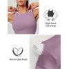 Ewedoos Tank Tops with Built in Bras Longline Sports Bras for Women High Neck Racerback Sports Bra Padded Workout Crop(Purple)