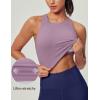 Ewedoos Tank Tops with Built in Bras Longline Sports Bras for Women High Neck Racerback Sports Bra Padded Workout Crop(Purple)