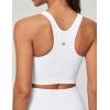 Ewedoos Tank Tops with Built in Bras Longline Sports Bras for Women High Neck Racerback Sports Bra Padded Workout Crop(White)