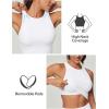 Ewedoos Tank Tops with Built in Bras Longline Sports Bras for Women High Neck Racerback Sports Bra Padded Workout Crop(White)