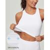 Ewedoos Tank Tops with Built in Bras Longline Sports Bras for Women High Neck Racerback Sports Bra Padded Workout Crop(White)