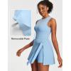 Ewedoos Tennis Dress Athletic Dress for Women Golf Workout Dresses with Shorts Underneath and Bra Side Slit U-Shaped(New Aqua Blue)