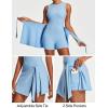 Ewedoos Tennis Dress Athletic Dress for Women Golf Workout Dresses with Shorts Underneath and Bra Side Slit U-Shaped(New Aqua Blue)