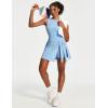 Ewedoos Tennis Dress Athletic Dress for Women Golf Workout Dresses with Shorts Underneath and Bra Side Slit U-Shaped(New Aqua Blue)
