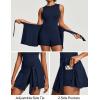 Ewedoos Tennis Dress Athletic Dress for Women Golf Workout Dresses with Shorts Underneath and Bra Side Slit U-Shaped(Royal Blue)