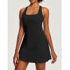 Ewedoos Womens Tennis Dress Built in Bras & Shorts Square Neck Sleeveless Workout Athletic Dress Golf Summer Outfits(Black)