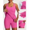 Ewedoos Womens Tennis Dress Built in Bras & Shorts Square Neck Sleeveless Workout Athletic Dress Golf Summer Outfits(Hot Pink)