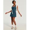 Ewedoos Womens Tennis Dress Built in Bras & Shorts Square Neck Sleeveless Workout Athletic Dress Golf Summer Outfits(Indigo)