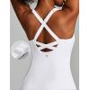 Ewedoos Womens Tennis Dress Built in Bras & Shorts Square Neck Sleeveless Workout Athletic Dress Golf Summer Outfits(White)