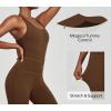 Ewedoos Workout Jumpsuits for Women Tummy Control Adjustable Straps One Piece Workout Bodysuit Yoga Pilates Outfits(Brown)