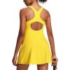 Ewedoos Athletic Dress for Women Tennis Dress with Shorts Underneath Easy Peezy Square Neck Workout Golf Summer Dresses(Lemon Yellow)