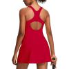 Ewedoos Athletic Dress for Women Tennis Dress with Shorts Underneath Easy Peezy Square Neck Workout Golf Summer Dresses(Racing Red)