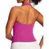 Ewedoos Halter Tops for Women Workout Tank Tops Woman with Built in Bras Double Lined Backless Y2K Trendy Going Out Top(Hot Pink)
