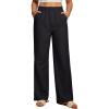 Ewedoos Linen Pants Women, Cotton Linen Breathable Flowy Pant Wide Leg Palazzo Pants for Women Summer Beach Vacation Outfits(Black)