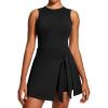 Ewedoos Tennis Dress Athletic Dress for Women Golf Workout Dresses with Shorts Underneath and Bra Side Slit U-Shaped(Black)