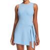 Ewedoos Tennis Dress Athletic Dress for Women Golf Workout Dresses with Shorts Underneath and Bra Side Slit U-Shaped(New Aqua Blue)