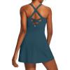 Ewedoos Womens Tennis Dress Built in Bras & Shorts Square Neck Sleeveless Workout Athletic Dress Golf Summer Outfits(Indigo)
