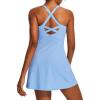 Ewedoos Womens Tennis Dress Built in Bras & Shorts Square Neck Sleeveless Workout Athletic Dress Golf Summer Outfits(Light Blue)