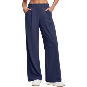 Ewedoos Wide Leg Pants Woman Stretchy Work Dress Pants Women Trendy 2026 Business Casual Outfits Comfort Fit Slacks Trousers(Navy)