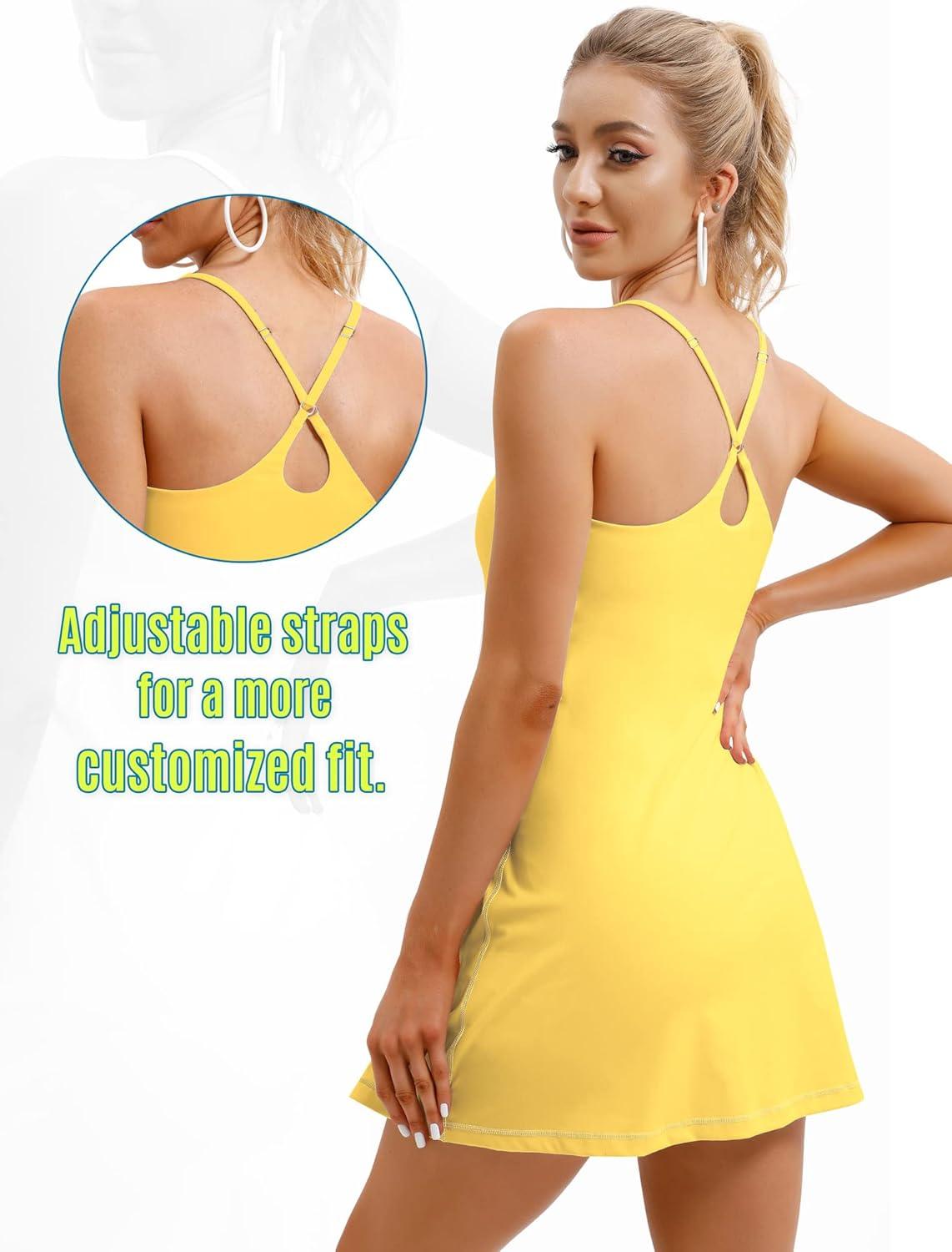 image:imageWomens Tennis Dress Athletic Dress with Builtin Bra amp Shorts Pockets Summer Dresses for Women Golf Outfits for WorkoutLemon