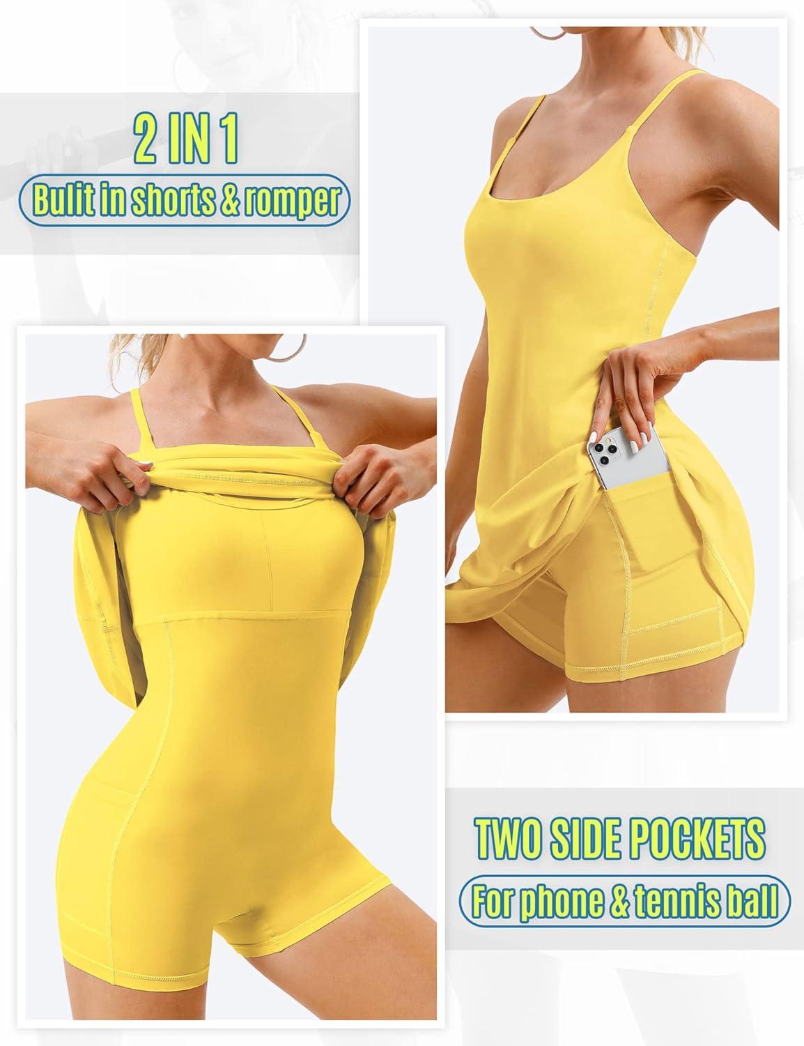 image:imageWomens Tennis Dress Athletic Dress with Builtin Bra amp Shorts Pockets Summer Dresses for Women Golf Outfits for WorkoutLemon