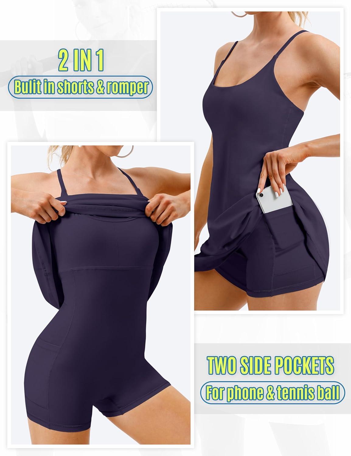 image:imageWomens Tennis Dress Athletic Dress with Builtin Bra amp Shorts Pockets Summer Dresses for Women Golf Outfits for WorkoutMidnight Blue