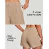Ewedoos Womens Shorts Dressy Casual Elastic High Waisted Summer Wide Leg Business Lounge Trouser Dress Shorts with Pockets(Khaki)
