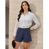 Ewedoos Womens Shorts Dressy Casual Elastic High Waisted Summer Wide Leg Business Lounge Trouser Dress Shorts with Pockets(Navy)