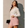 Ewedoos Womens Shorts Dressy Casual Elastic High Waisted Summer Wide Leg Business Lounge Trouser Dress Shorts with Pockets(Pink)
