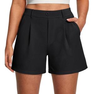 Ewedoos Womens Shorts Dressy Casual Elastic High Waisted Summer Wide Leg Business Lounge Trouser Dress Shorts with Pockets(Black)