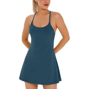 Womens Tennis Dress, Athletic Dress with Built-in Bra & Shorts Pockets Summer Dresses for Women Golf Outfits for Workout(Indigo)