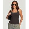 Ewedoos Halter Tops for Women Workout Tank Tops Woman with Built-in Bras Y2K Backless Pilates Athletic Going Out Tank(Hot Fudge Brown)