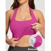 Ewedoos Halter Tops for Women Workout Tank Tops Woman with Built-in Bras Y2K Backless Pilates Athletic Going Out Tank(Hot Pink)