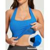 Ewedoos Halter Tops for Women Workout Tank Tops Woman with Built-in Bras Y2K Backless Pilates Athletic Going Out Tank(Sparkle Blue)