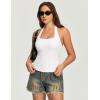 Ewedoos Halter Tops for Women Workout Tank Tops Woman with Built-in Bras Y2K Backless Pilates Athletic Going Out Tank(White)