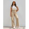 Ewedoos Wide Leg Yoga Pants for Women Tummy Control Stretchy Work Dress Pants Business Casual Trousers with Pockets(Khaki)