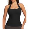 Ewedoos Halter Tops for Women Workout Tank Tops Woman with Built-in Bras Y2K Backless Pilates Athletic Going Out Tank(Black)