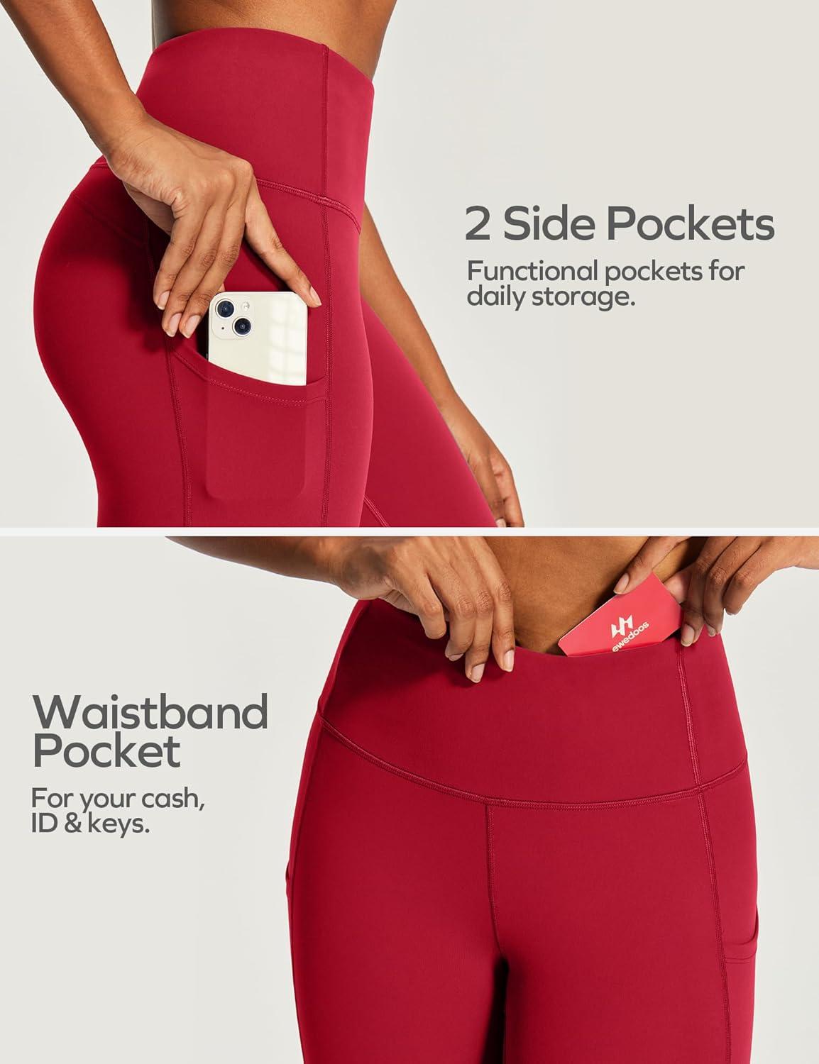 image:imageEwedoos Capri Leggings for Women High Waisted Yoga Pants with Pockets for Women Tummy Control Workout Leggings Yoga CaprisRuby Red Capris