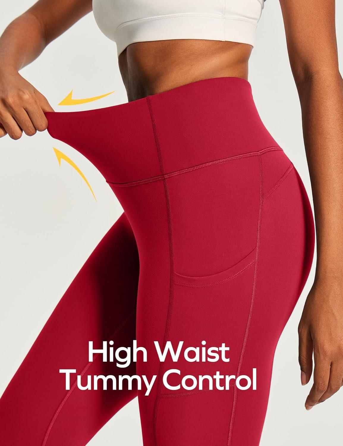 image:imageEwedoos Capri Leggings for Women High Waisted Yoga Pants with Pockets for Women Tummy Control Workout Leggings Yoga CaprisRuby Red Capris