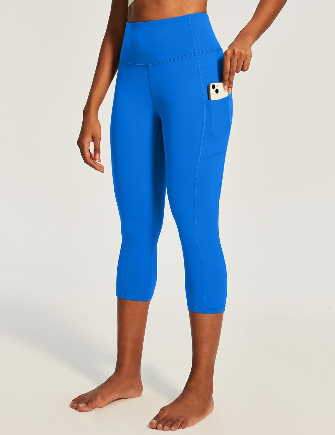 image:imageEwedoos Capri Leggings for Women High Waisted Yoga Pants with Pockets for Women Tummy Control Workout Leggings Yoga CaprisSparkle Blue Capris
