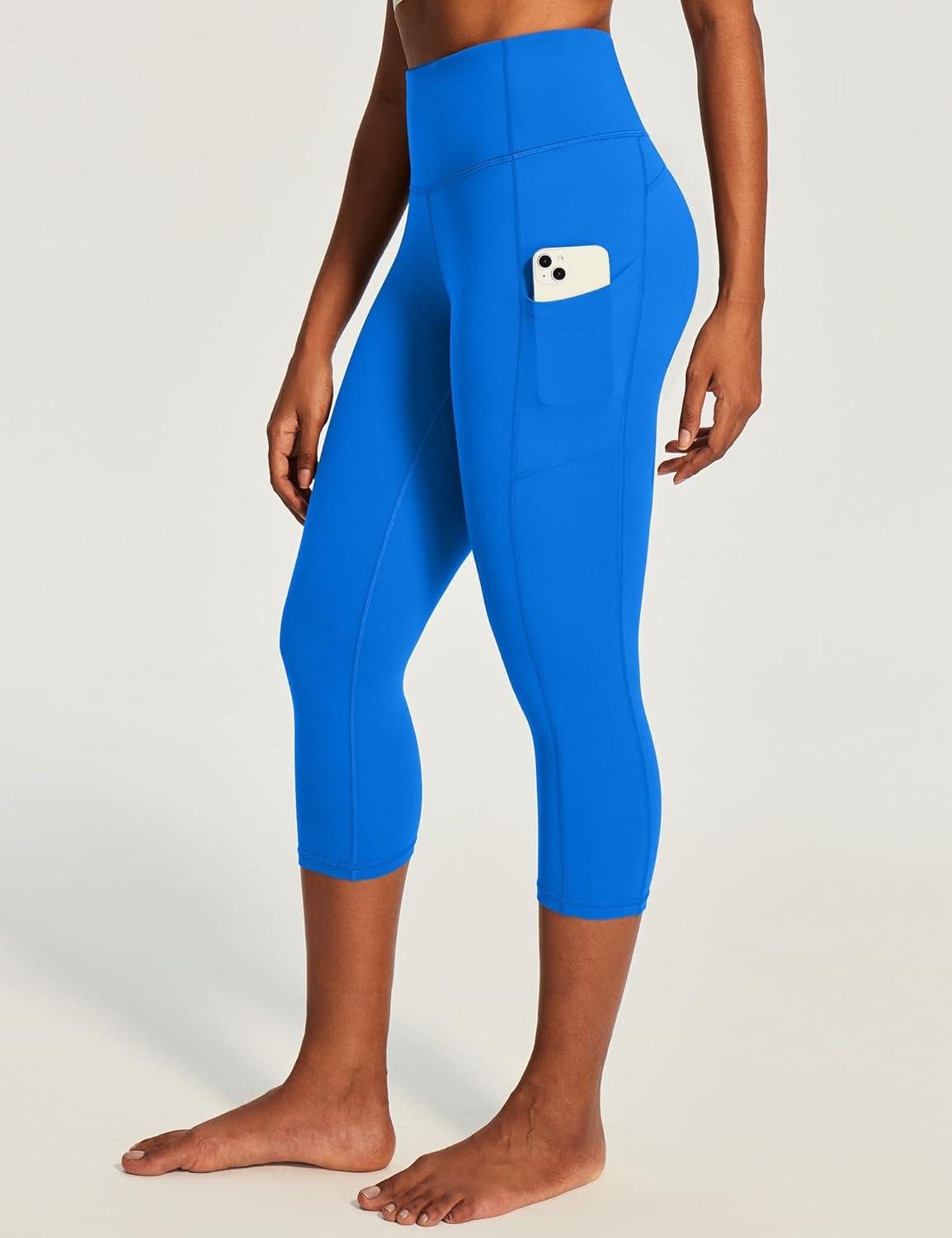 image:imageEwedoos Capri Leggings for Women High Waisted Yoga Pants with Pockets for Women Tummy Control Workout Leggings Yoga CaprisSparkle Blue Capris