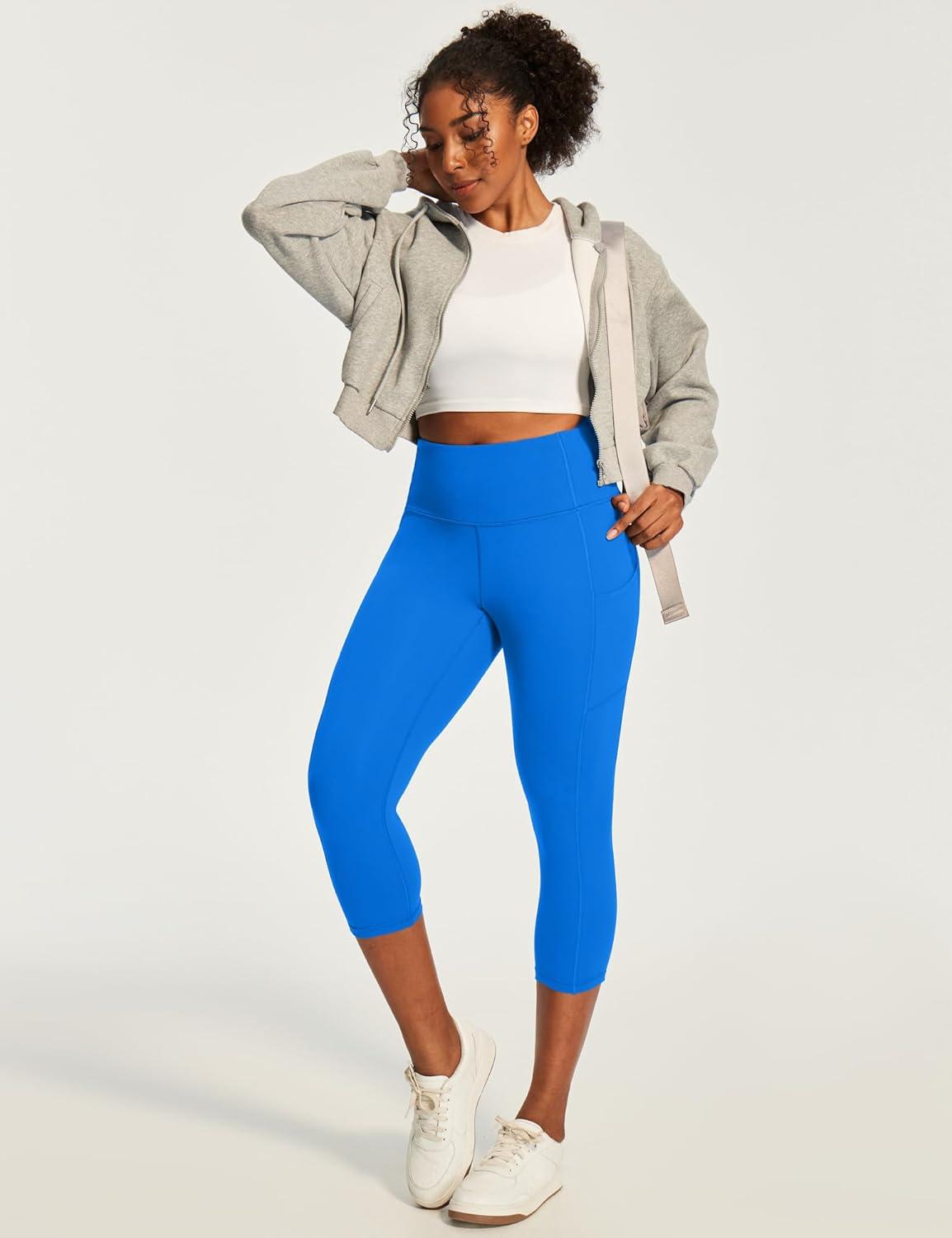 image:imageEwedoos Capri Leggings for Women High Waisted Yoga Pants with Pockets for Women Tummy Control Workout Leggings Yoga CaprisSparkle Blue Capris