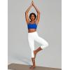 Ewedoos Capri Leggings for Women High Waisted Yoga Pants with Pockets for Women Tummy Control Workout Leggings Yoga Capris(Bone Capris)