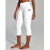 Ewedoos Capri Leggings for Women High Waisted Yoga Pants with Pockets for Women Tummy Control Workout Leggings Yoga Capris(Bone Capris)