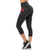 Ewedoos Capri Leggings for Women High Waisted Yoga Pants with Pockets for Women Tummy Control Workout Leggings Yoga Capris(Charcoal Capris)