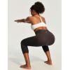 Ewedoos Capri Leggings for Women High Waisted Yoga Pants with Pockets for Women Tummy Control Workout Leggings Yoga Capris(Chocolate Capris)